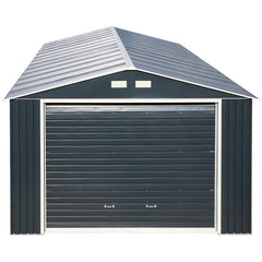 12x26 Imperial Metal Garage Dark Grey w/White Trim By Duramax Garage Kit Duramax Building Products