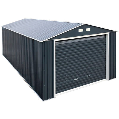 12x26 Imperial Metal Garage Dark Grey w/White Trim By Duramax Garage Kit Duramax Building Products