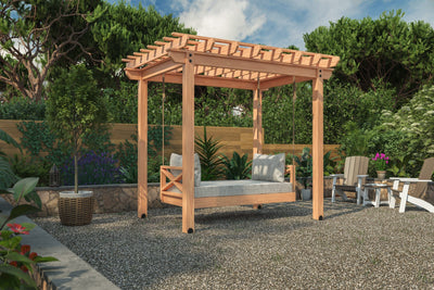 8×10 Cedar Pergola DayBed Swing Kit By YardCraft Wood Pergolas YardCraft