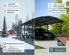 Arcadia 6400 12'x21' Carport-Gray/Gray by Palram-Canopia