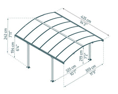 Arcadia 4300 12'x14' Carport-Gray/Gray by Palram-Canopia