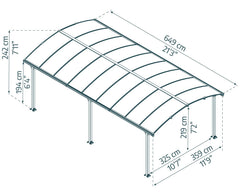 Arcadia 6400 12'x21' Carport-Gray/Gray by Palram-Canopia
