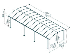 Arcadia 8500 12'x28' Carport-Gray/Gray by Palram-Canopia