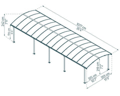 Arcadia 10600 12'x35' Carport-Gray/Gray by Palram-Canopia