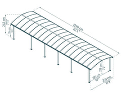 Arcadia 12700 12'x42' Carport-Gray/Gray by Palram-Canopia
