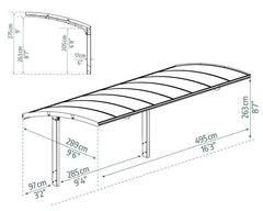 Arizona 10'x16' Wave 5000 Single Carport Kit-Gray/Solar Gray by Palram-Canopia