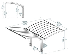 Arizona 19'x16' Wave Double Carport Wing Kit-Gray/Solar Gray by Palram-Canopia