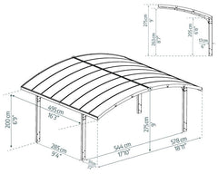 Arizona 19'x16' Wave Double Carport Arch Kit-Gray/Solar Gray by Palram-Canopia