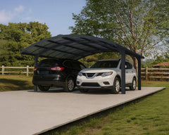 Arizona 19'x16' Wave Double Carport Arch Kit-Gray/Solar Gray by Palram-Canopia