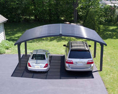 Arizona 19'x16' Wave Double Carport Arch Kit-Gray/Solar Gray by Palram-Canopia