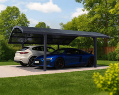 Arizona 19'x16' Wave Double Carport Arch Kit-Gray/Solar Gray by Palram-Canopia