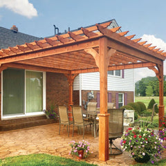 Cedar Wood Wall-Mounted Cozy Retreat Pergola Kit By Atlantic Outdoors