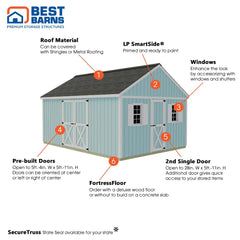 Crafter's Connection 12x16 Shed Kit Series By Best Barns