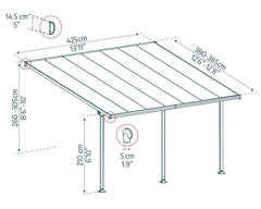 Feria 13'x14' Patio Cover White/Diffused Clear by Palram-Canopia