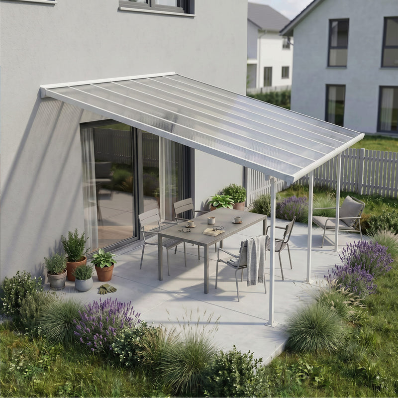Feria 13'x14' Patio Cover White/Diffused Clear by Palram-Canopia