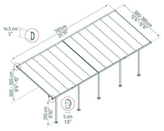 Feria 13'x26' Patio Cover White/Diffused Clear by Palram-Canopia