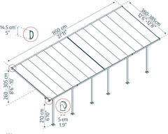 Feria 13'x28' Patio Cover White/Diffused Clear by Palram-Canopia