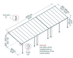 Feria 13'x34' Patio Cover White/Diffused Clear by Palram-Canopia