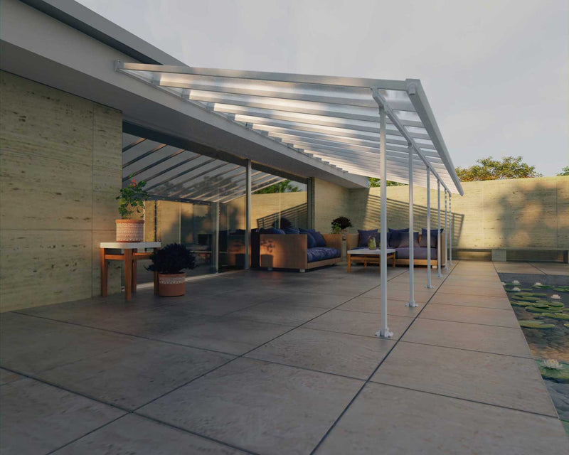Feria 13'x34' Patio Cover White/Diffused Clear by Palram-Canopia