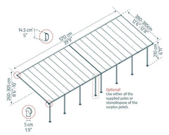 Feria 13'x40' Patio Cover White/Diffused Clear by Palram-Canopia
