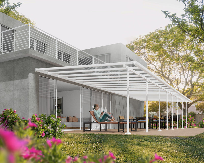 Feria 13'x40' Patio Cover White/Diffused Clear by Palram-Canopia