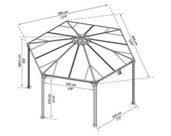 Monaco 13'x15' Hexagonal Gazebo Kit by Palram-Canopia
