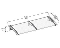 Neo 2700 9x3 Awning - Gray/Diffused Clear by Palram-Canopia