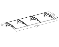 Neo 12x3 3540 Awning - Gray/Diffused Clear by Palram-Canopia