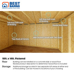 Overhang Oasis 10x10 & 10x14 Shed Kit Series By Best Barns