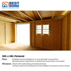 Overhang Oasis 10x10 & 10x14 Shed Kit Series By Best Barns