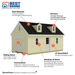 Planner's Paradise Elite Shed Kit Series 12x16'-20'-24' By Best Barns