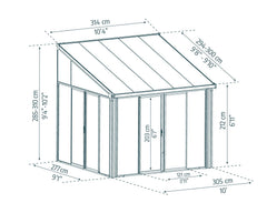 SanRemo 10'x10' Wall-Mounted Solarium-Gray by Palram-Canopia