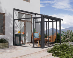 SanRemo 10'x10' Wall-Mounted Solarium-Gray by Palram-Canopia