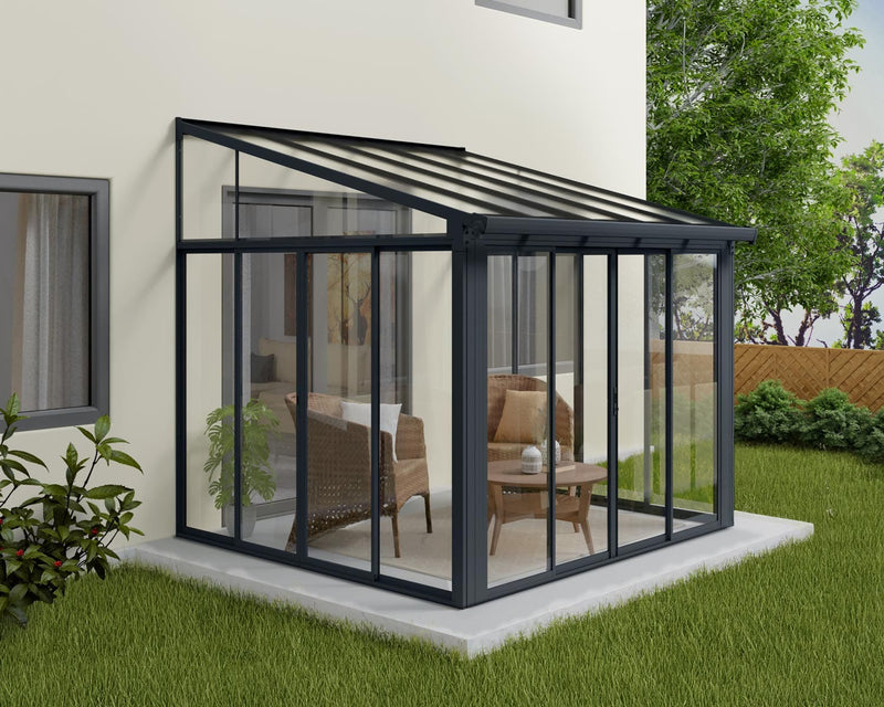 SanRemo 10'x10' Wall-Mounted Solarium-Gray by Palram-Canopia