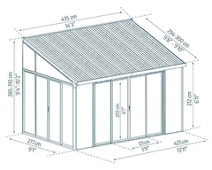 SanRemo 10'x14' Wall-Mounted Solarium-Gray by Palram-Canopia
