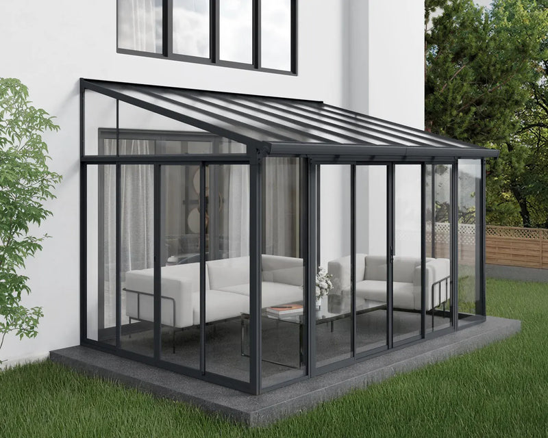 SanRemo 10'x14' Wall-Mounted Solarium-Gray by Palram-Canopia