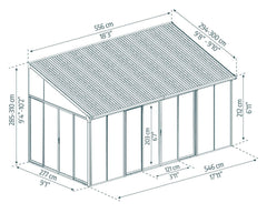 SanRemo 10'x18' Wall-Mounted Solarium by Palram-Canopia