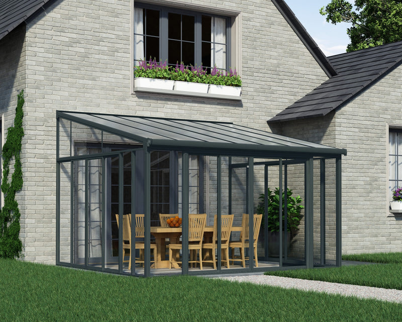 SanRemo 13'x14' Wall-Mounted Solarium-Gray by Palram-Canopia