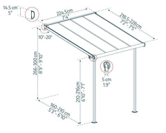 Sierra 7.5'x7.5' Patio Cover White/Gray by Palram-Canopia