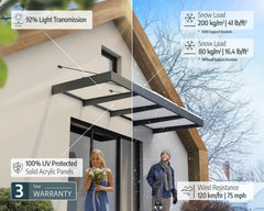 Sophia XL 7000 22'x5' Awning - Gray/Mist & Gray/Clear by Palram-Canopia