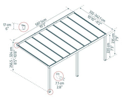 Stockholm 11' x 19' Patio Cover Gray/Clear by Palram-Canopia