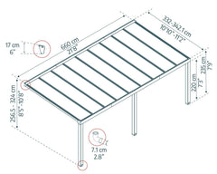 Stockholm 11' x 22' Patio Cover Gray/Clear by Palram-Canopia