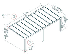 Stockholm 11' x 24' Patio Cover Gray/Clear by Palram-Canopia