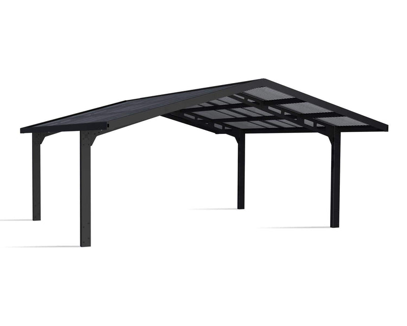 Sydney 20'x20' Apex Double Carport Kit-Black/Solar Gray by Palram-Canopia