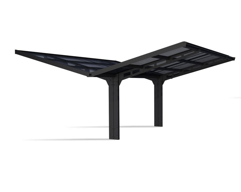 Sydney Wave 20'x20' Double Carport Wing Kit-Black/Solar Gray by Palram-Canopia