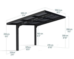 Sydney 10'x20' Wave Single Carport Kit-Black/Solar Gray by Palram-Canopia