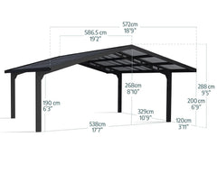 Sydney 20'x20' Apex Double Carport Kit-Black/Solar Gray by Palram-Canopia