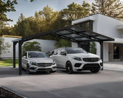 Sydney 20'x20' Apex Double Carport Kit-Black/Solar Gray by Palram-Canopia