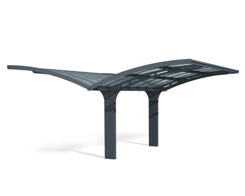 Arizona 19'x16' Wave Double Carport Wing Kit-Gray/Solar Gray by Palram-Canopia Carport Canopia by Palram