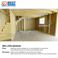 Crafted Colossal Barndominium Kit 16'x28'-16'x32' By Best Barns Shed Kit Best Barns